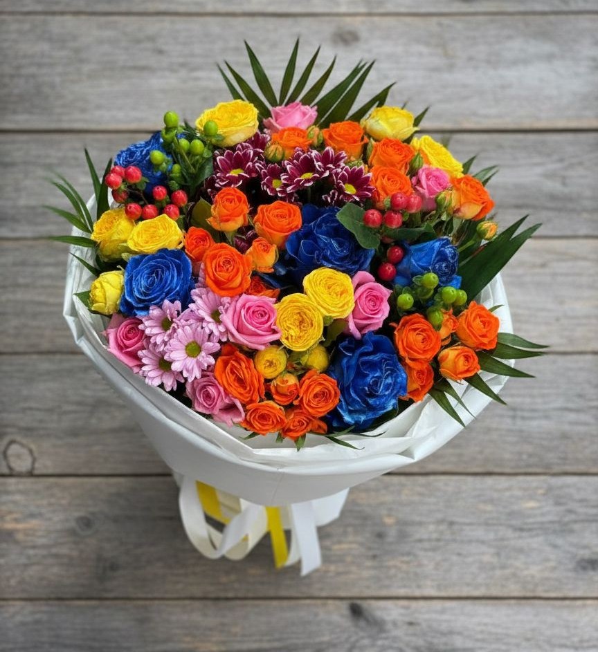 Букет цветов из: Розы и Хризантемы в Верхний Услон