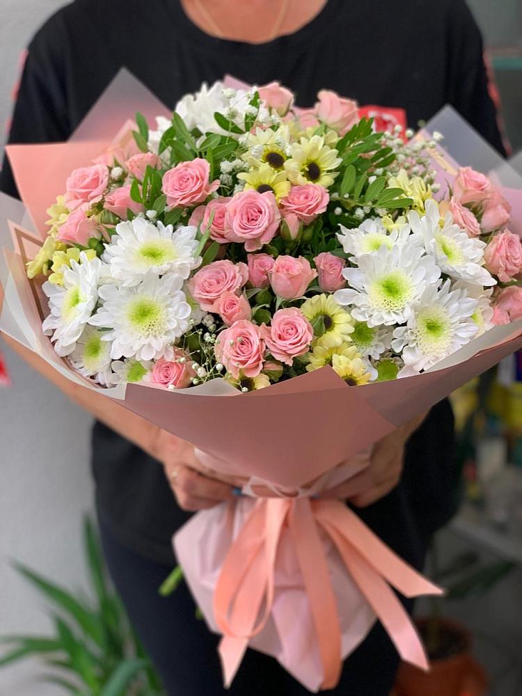 Букет цветов из: Розы и Хризантемы в Верхний Услон