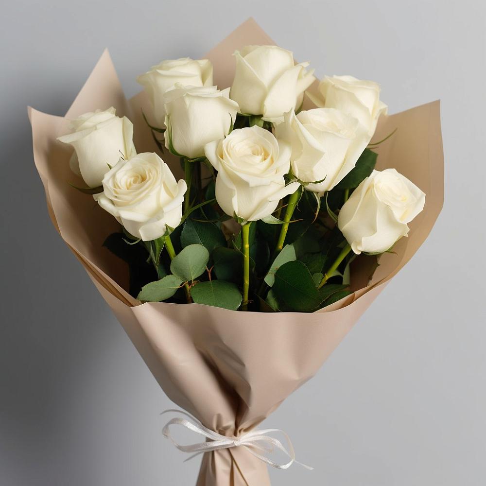 Букет 9 Белых роз Эдлесс Лав в Верхний Услон