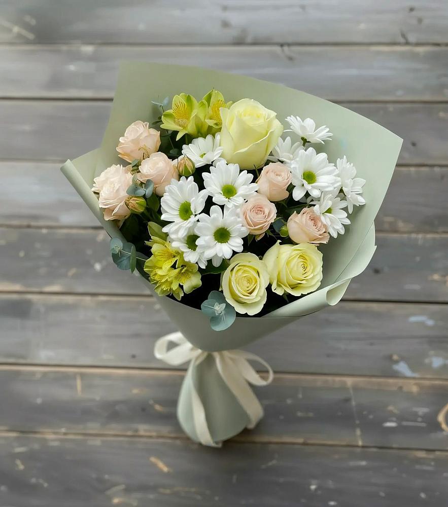 Букет цветов из: Альстромерии, Розы и Хризантемы в Верхний Услон