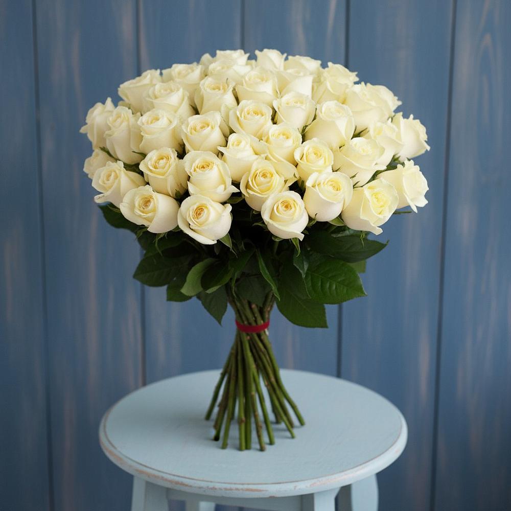 Букет 51 Белая роза Эдлесс Лав в Верхний Услон