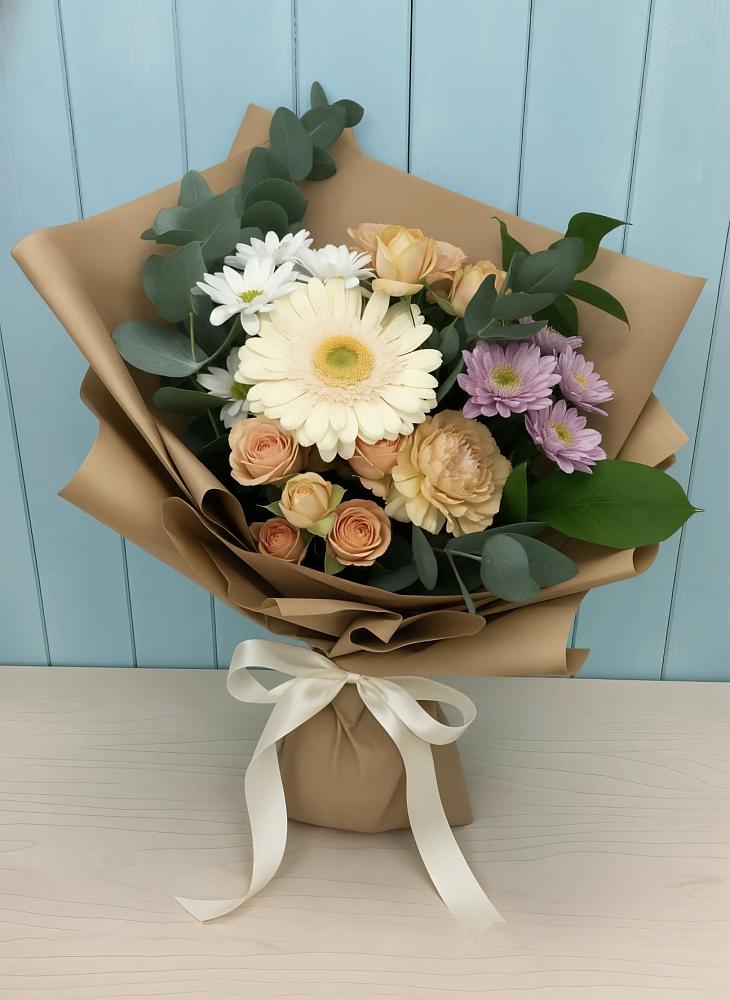 Букет цветов из: Герберы и Хризантемы в Верхний Услон