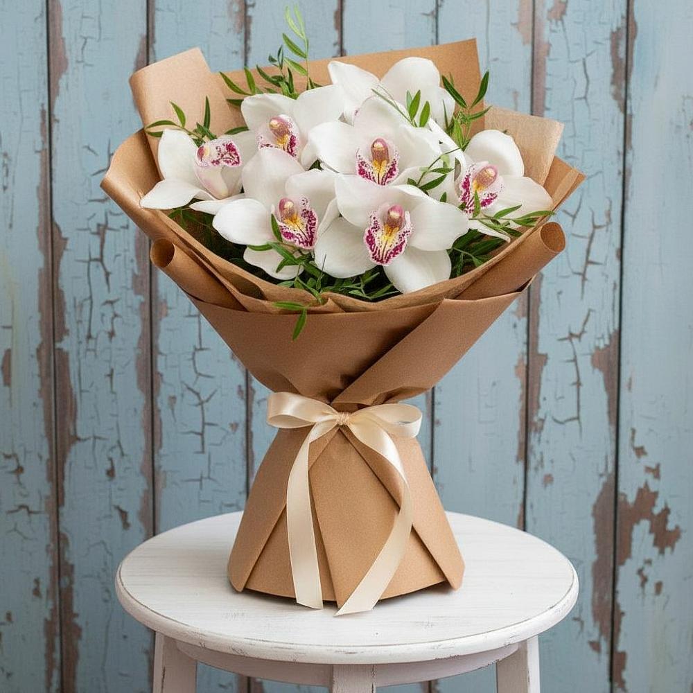 Букет цветов из: Орхидеи и Розы в Верхний Услон