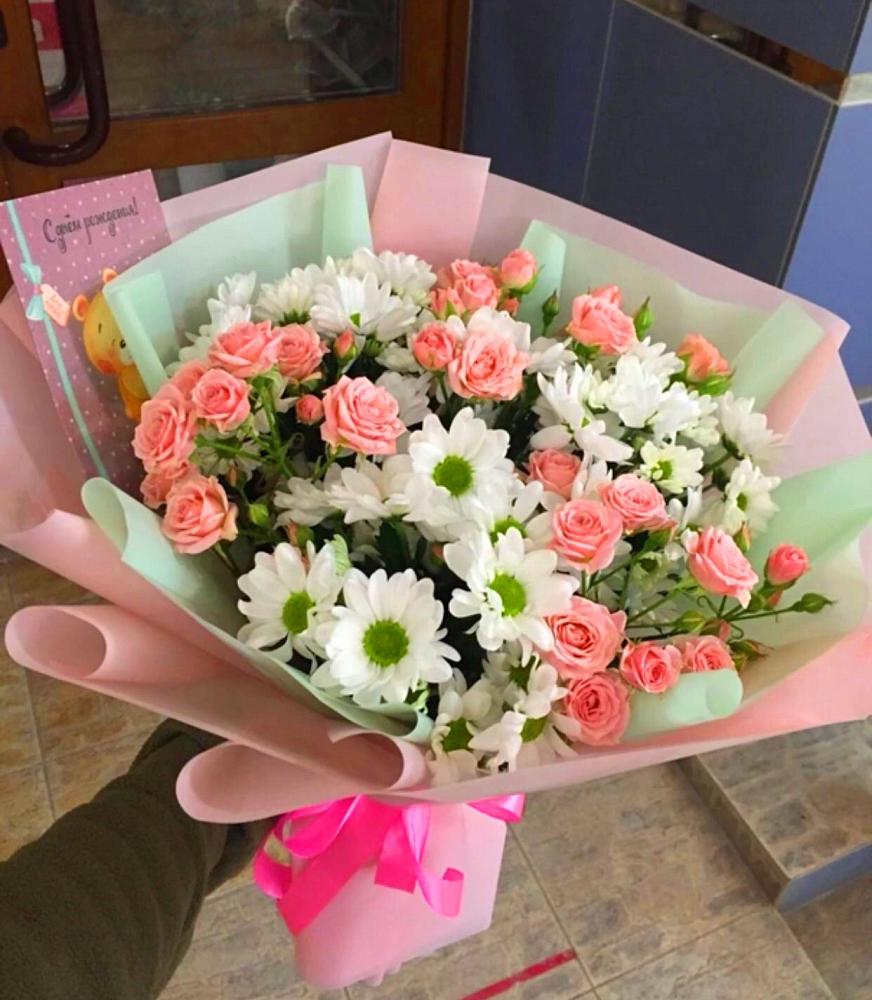 Букет цветов из: Розы и Хризантемы в Верхний Услон