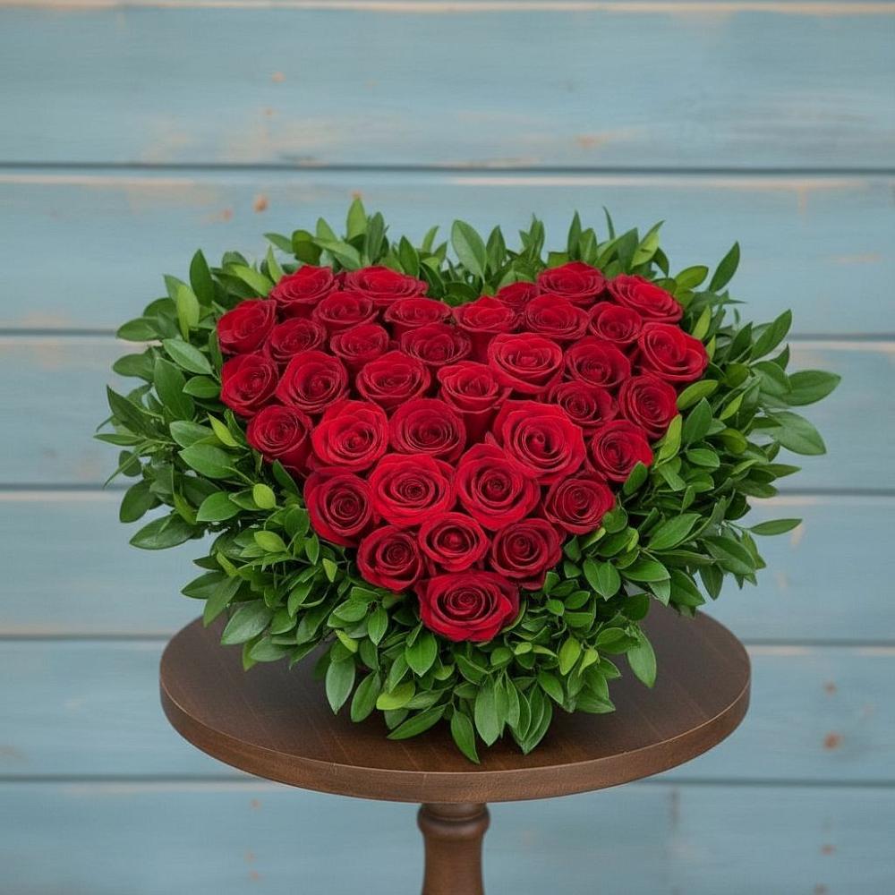 Цветочная композиция из Розы в виде сердца в Верхний Услон