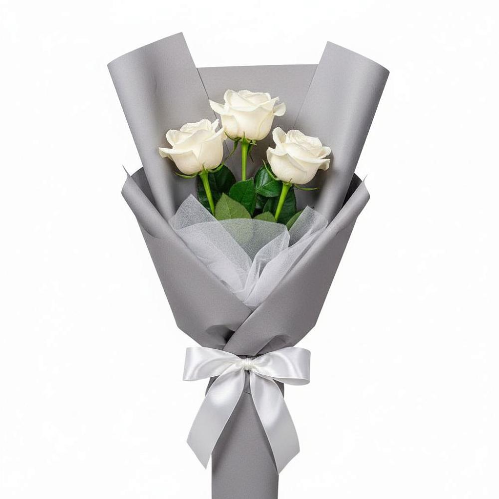Букет 3 белые розы в Верхний Услон