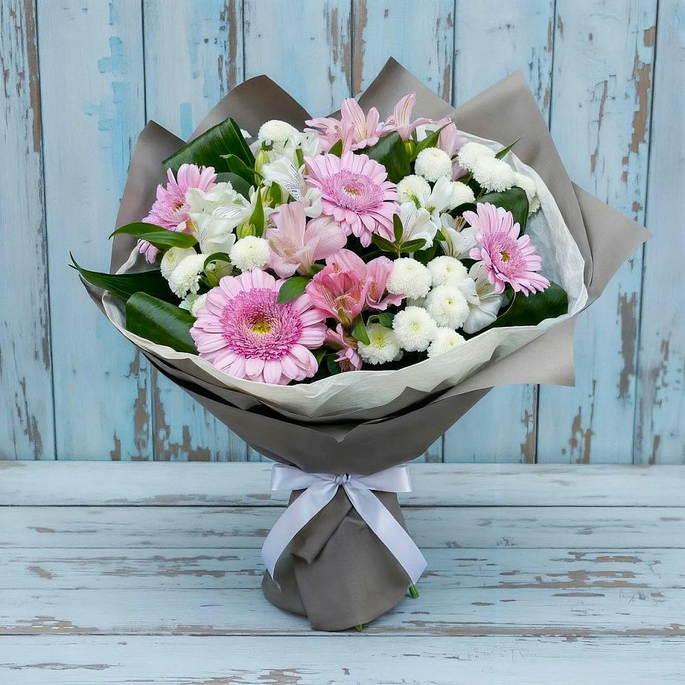 Букет цветов из: Герберы, Альстромерии и Хризантемы в Верхний Услон