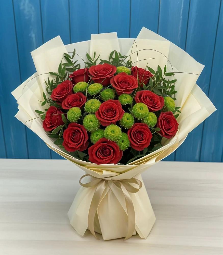 Букет цветов из: Розы и Хризантемы в Верхний Услон