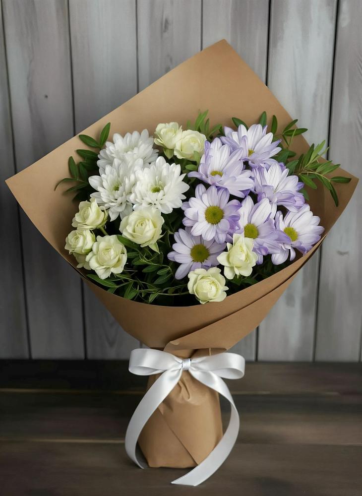 Букет цветов из: Хризантемы и Розы в Верхний Услон